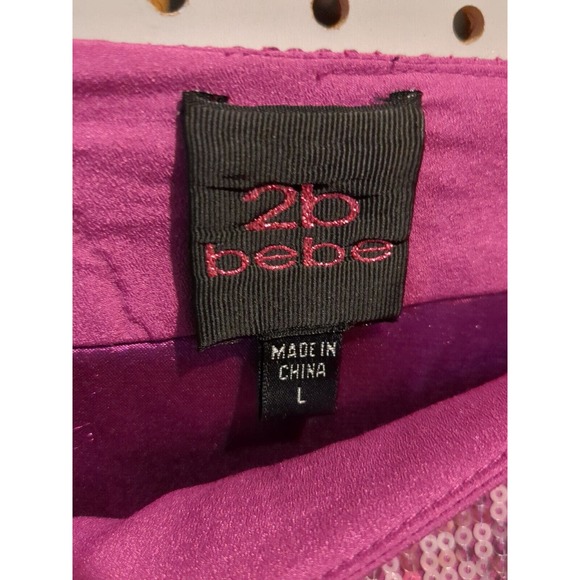 Bebe 2b Pink Ombre Sequin Mini Skirt Large Barbie - Picture 2 of 5